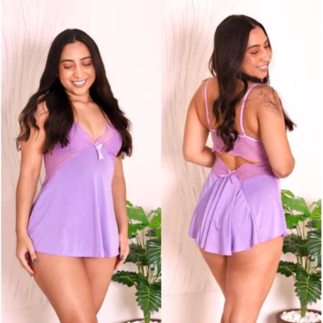 Camisola Sexy com Renda Sem Bojo Costa Nua
