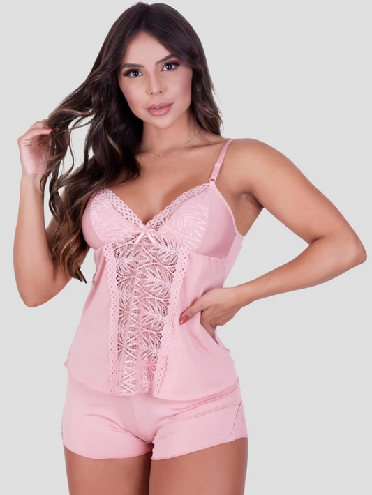 Baby Doll Alcinha Fina Detalhes Renda Pijama