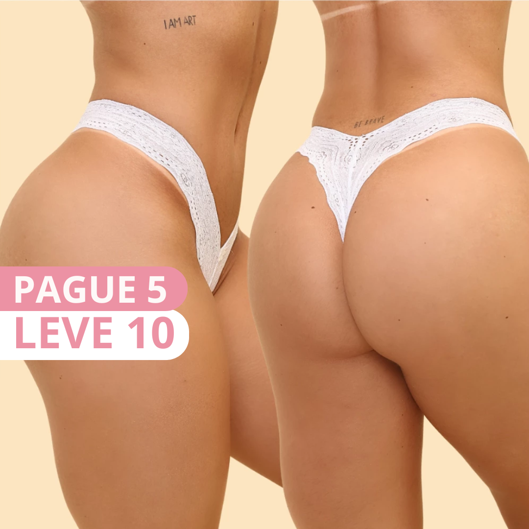 Calcinha Sexy Fio de Renda Cintura Alta (Pague 5 Leve 10)