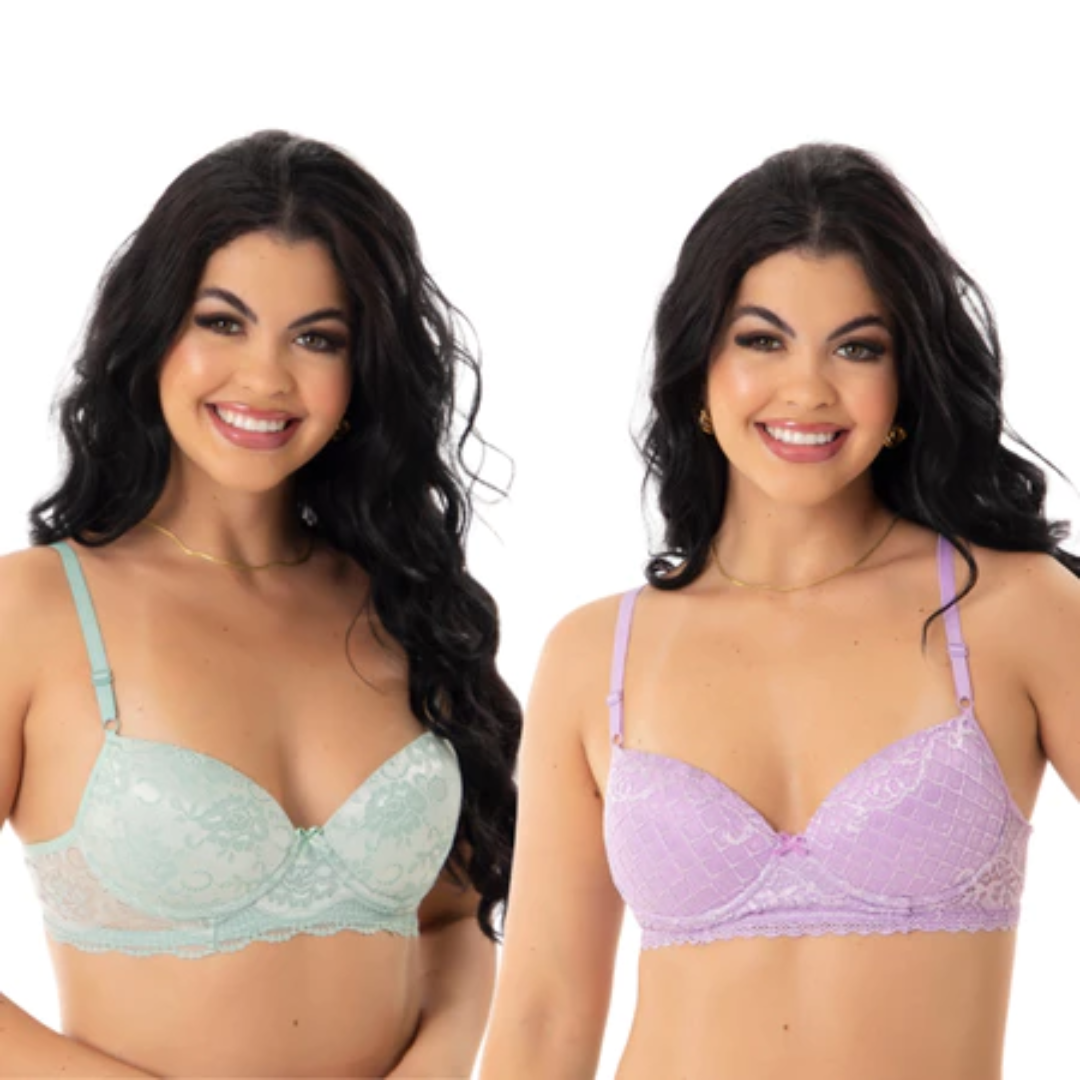 Kit 2 Sutiã com Bojo Confortável Todo de Renda