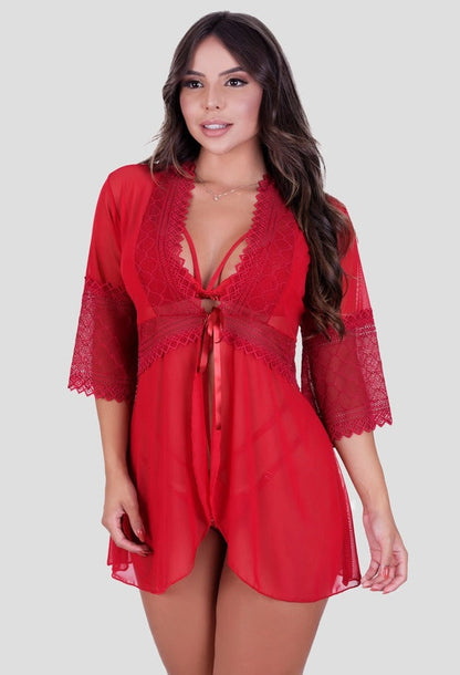 Robe em Tule Detalhes Em Renda Lingerie