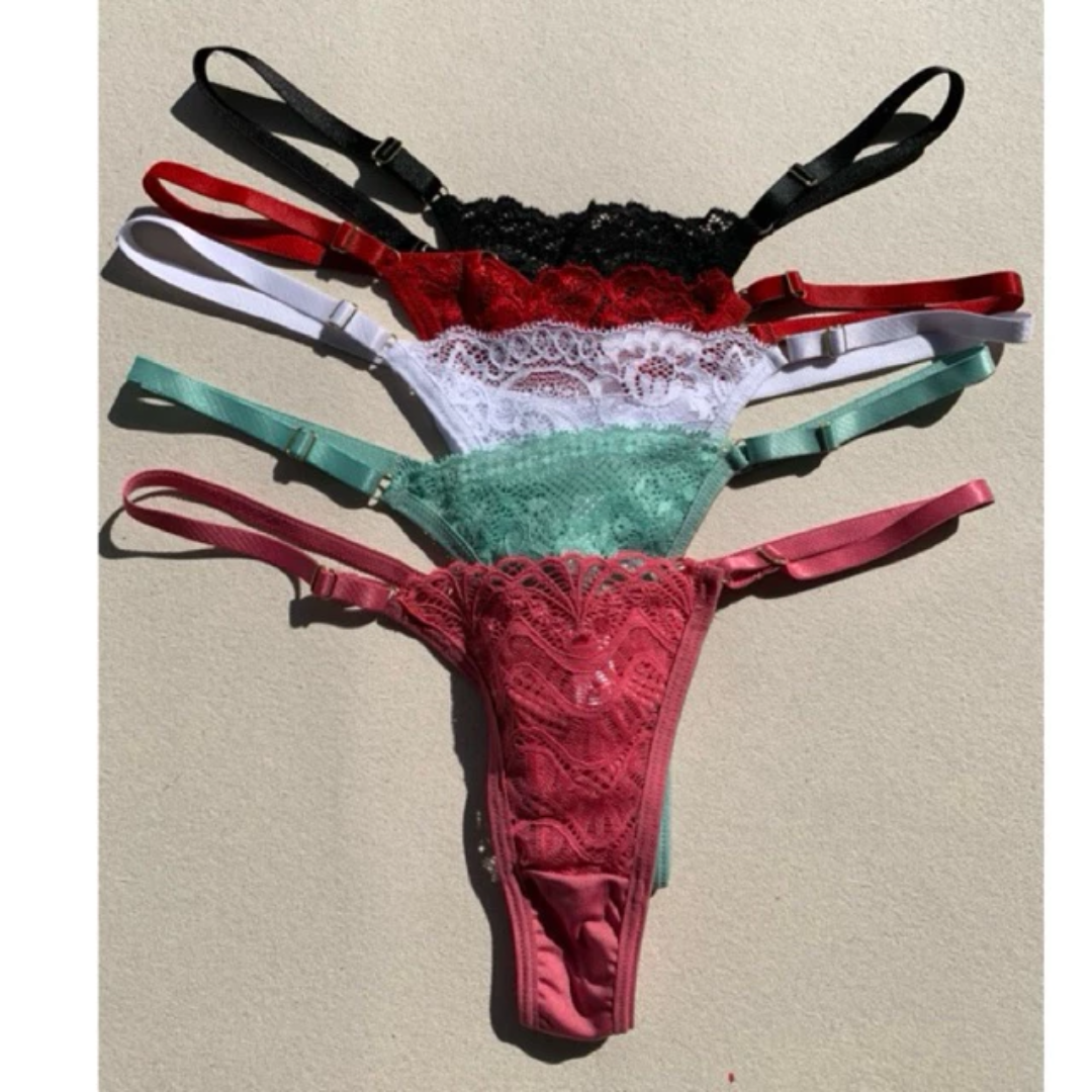Calcinha Fio Duplo Renda com Regulagem (Pague 5 Leve 10)