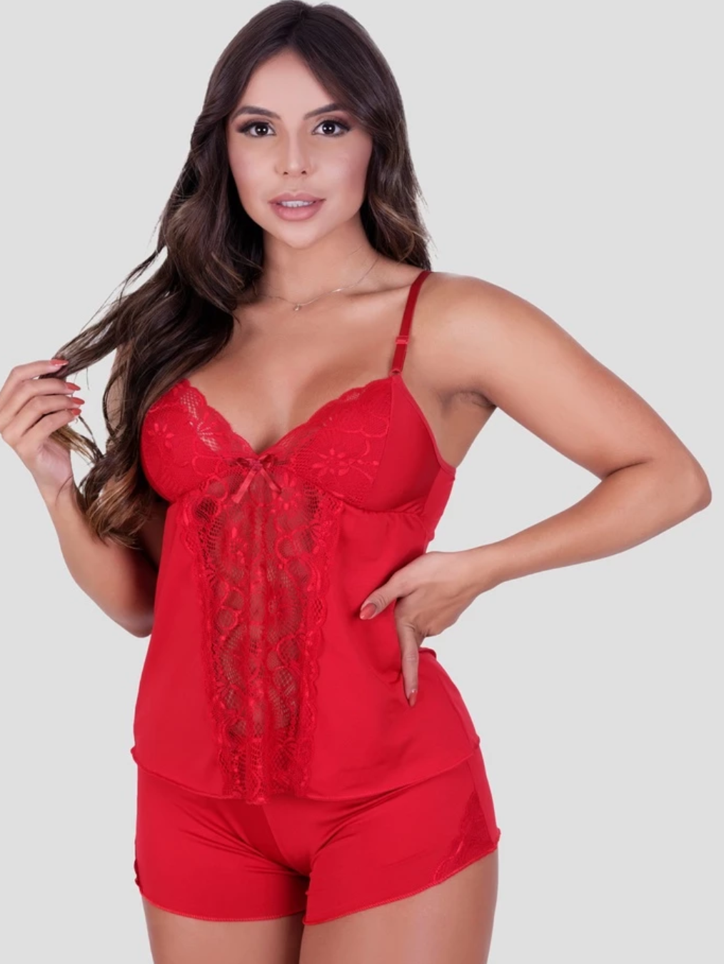 Baby Doll Alcinha Fina Detalhes Renda Pijama