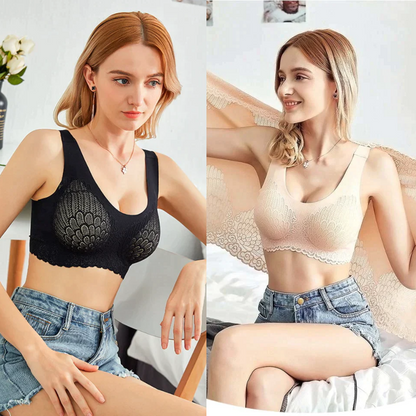 Sutiã Top Confort Sem Costura Detalhe em Renda (COMPRE 1 LEVE 3)