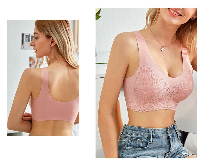 Sutiã Top Confort Sem Costura Detalhe em Renda (COMPRE 1 LEVE 3)
