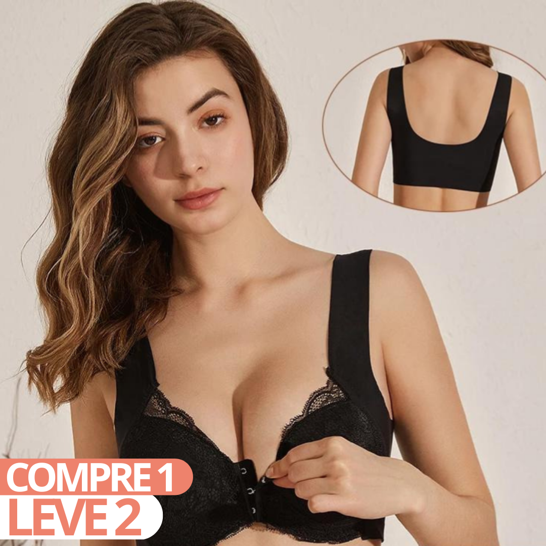 Sutiãs Confort Lift UP Detalhe em Renda Fecha na Frente (COMPRE 1 LEVE 2)