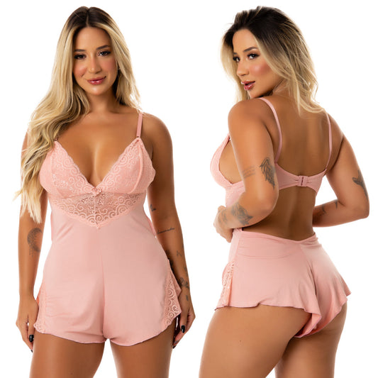 Pijama Macaquinho Sexy Decote nas Costas